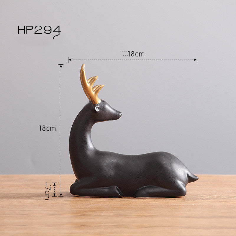 Nordic Style Ceramic Elk Statues – Elegant Reindeer Home Decor Figures for Modern Interiors
