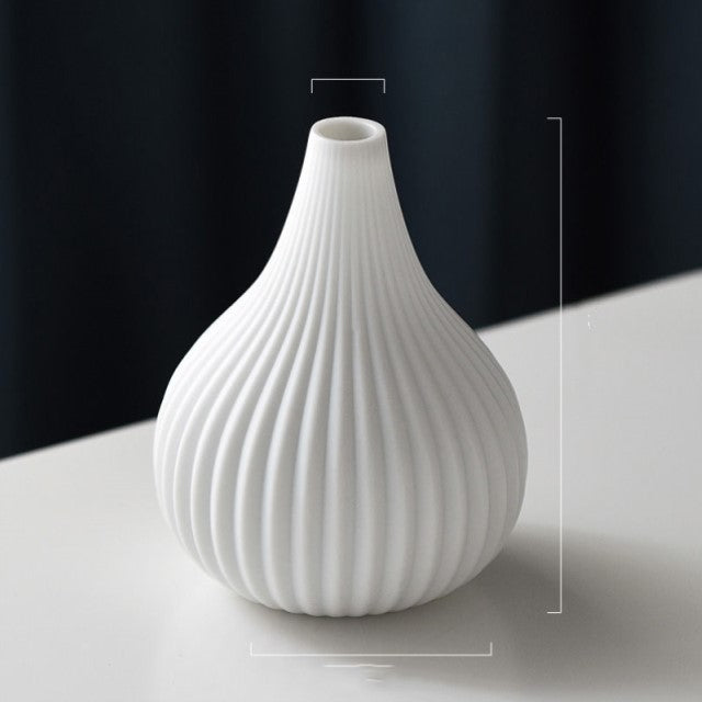Nordic Style White Ceramic Vase Set – Modern Minimalist Decorative Flower Vases