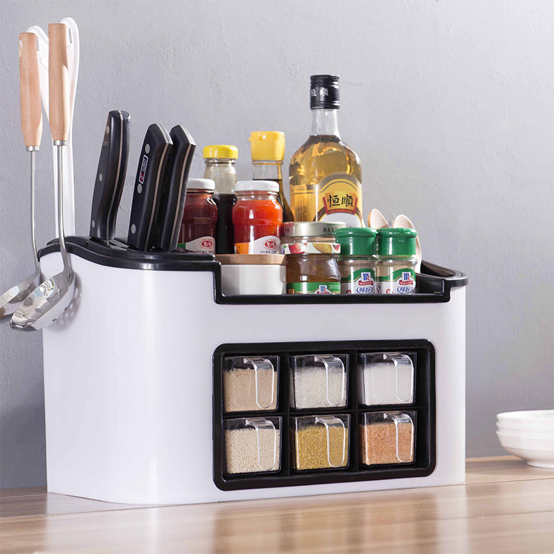 Ultimate Countertop Kitchen Station – Integrated Spice Box and Utensil Caddy