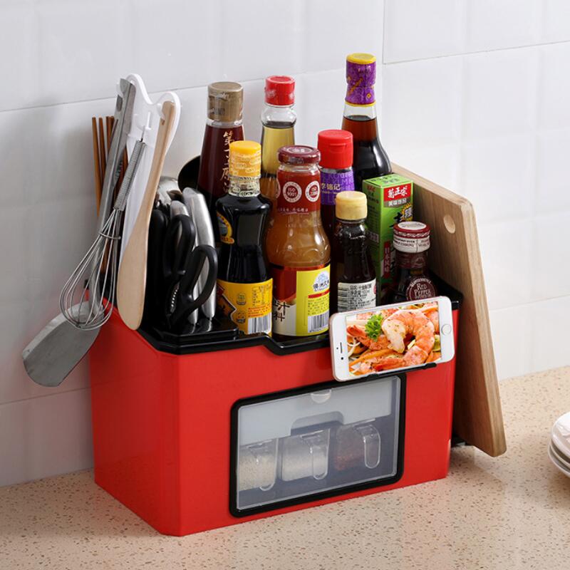 Ultimate Countertop Kitchen Station – Integrated Spice Box and Utensil Caddy