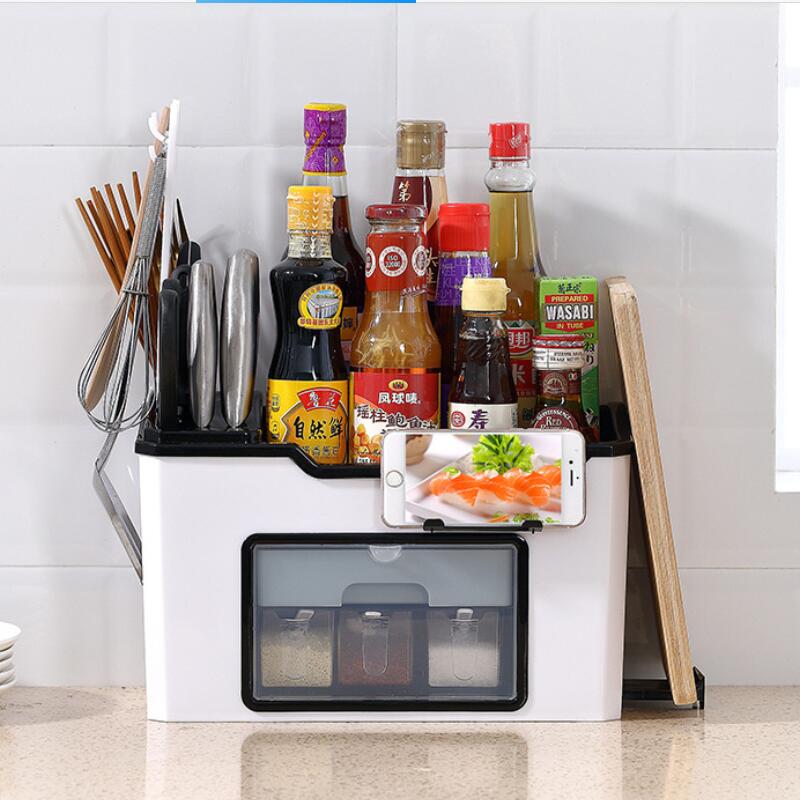 Ultimate Countertop Kitchen Station – Integrated Spice Box and Utensil Caddy