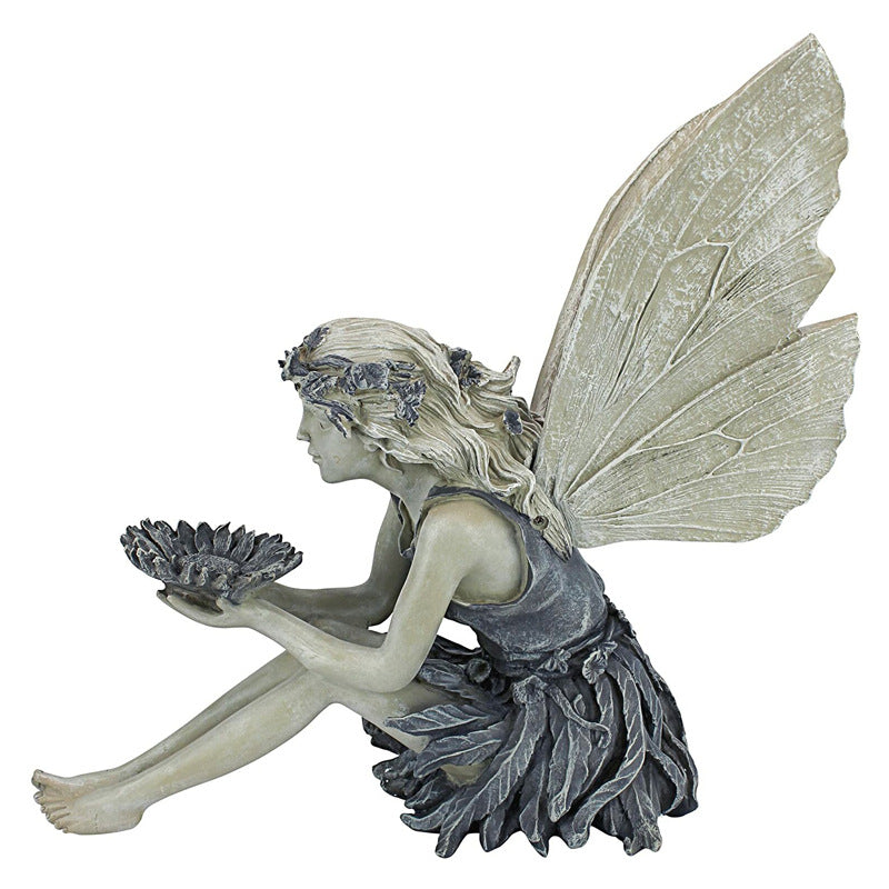 Elegant Sitting Fairy Garden Statue – Weather-Resistant Resin Ornament for Outdoor Decor