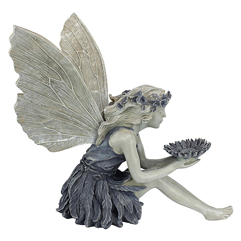 Elegant Sitting Fairy Garden Statue – Weather-Resistant Resin Ornament for Outdoor Decor