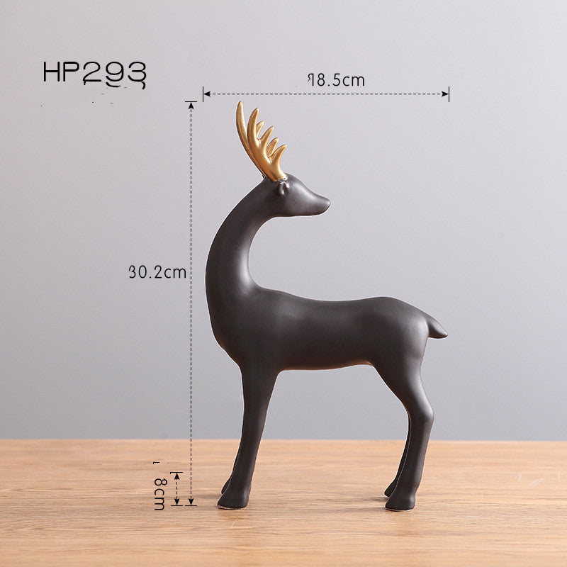 Nordic Style Ceramic Elk Statues – Elegant Reindeer Home Decor Figures for Modern Interiors