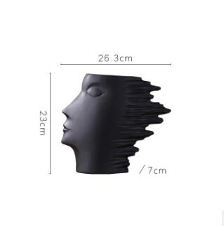 Modern Abstract Face Ceramic Vase – Nordic Matte Porcelain Decorative Pot for Home Decor