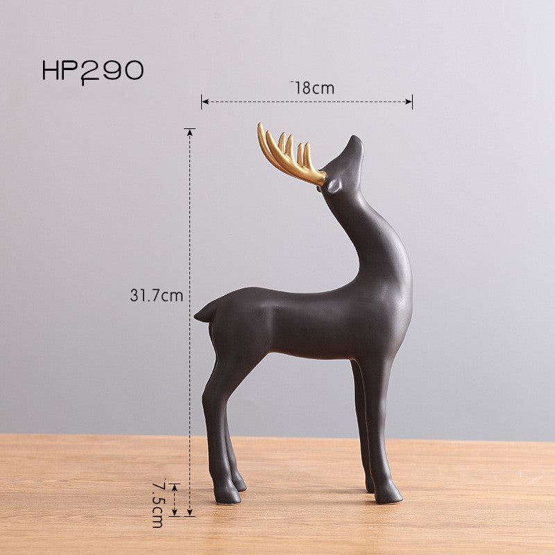 Nordic Style Ceramic Elk Statues – Elegant Reindeer Home Decor Figures for Modern Interiors