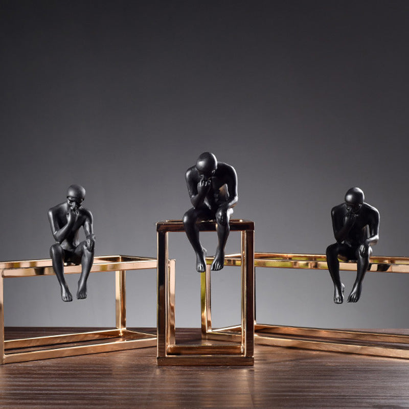 Modern Abstract "The Thinker" Sculpture – Creative Geometric Home & Office Decor Statue
