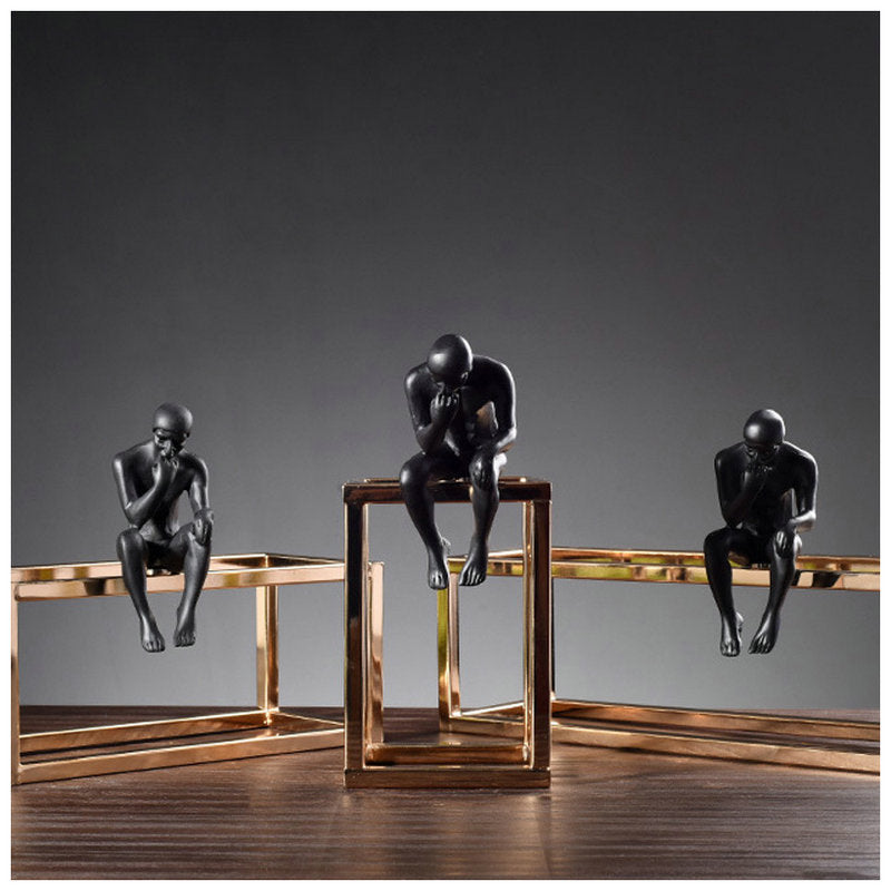 Modern Abstract "The Thinker" Sculpture – Creative Geometric Home & Office Decor Statue
