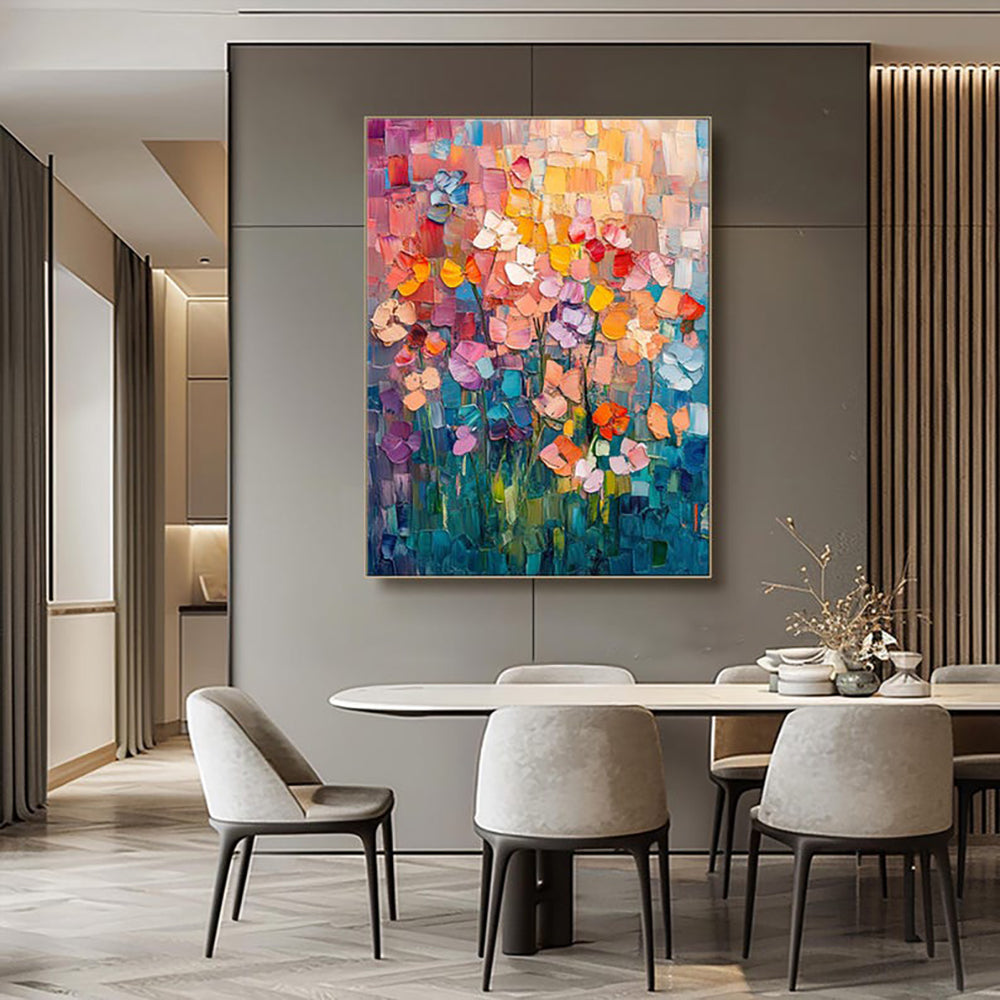 Modern Abstract Tulip Flower Oil Painting – Hand-Painted 3D Textured Canvas Wall Art