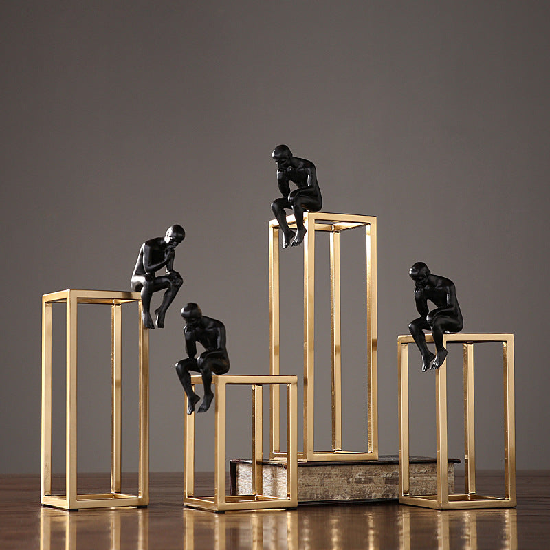 Modern Abstract "The Thinker" Sculpture – Creative Geometric Home & Office Decor Statue