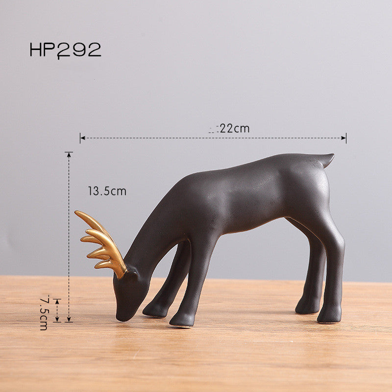 Nordic Style Ceramic Elk Statues – Elegant Reindeer Home Decor Figures for Modern Interiors