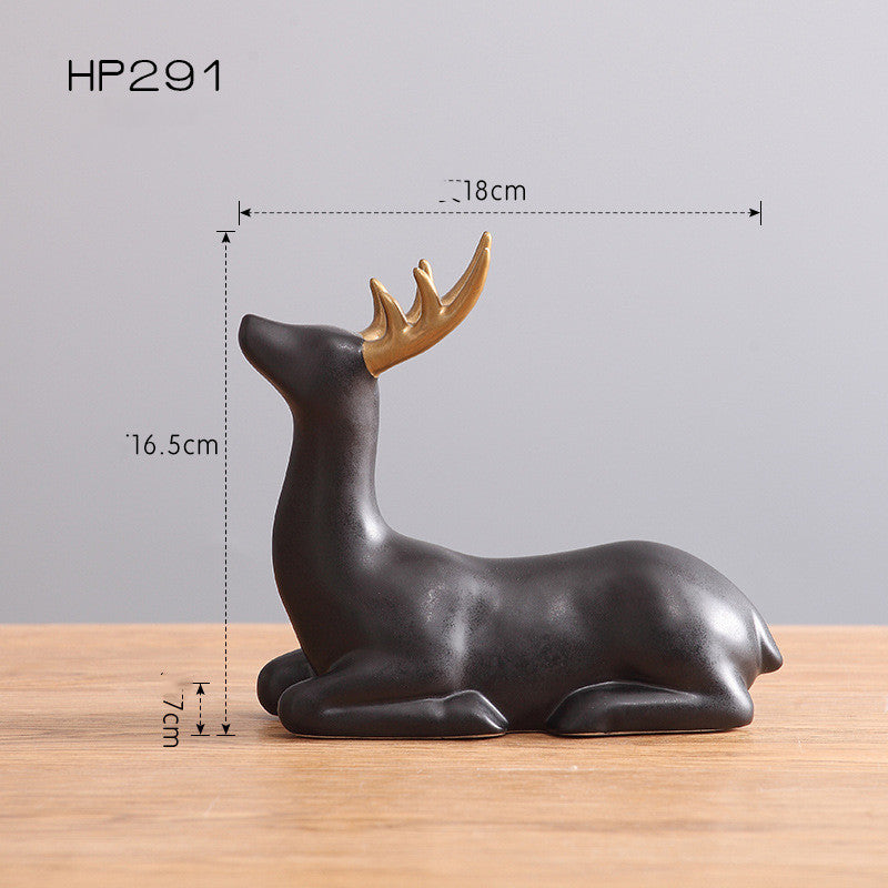 Nordic Style Ceramic Elk Statues – Elegant Reindeer Home Decor Figures for Modern Interiors