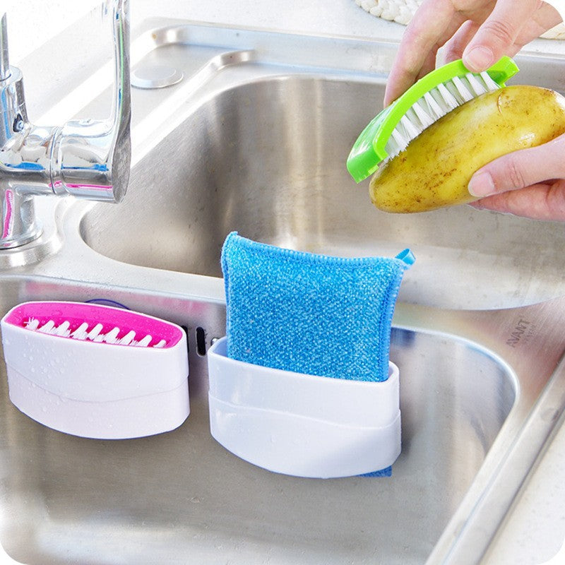 3-in-1 Suction Cup Kitchen Cleaning Brush – Perfect for Fruit, Vegetables & Cutlery