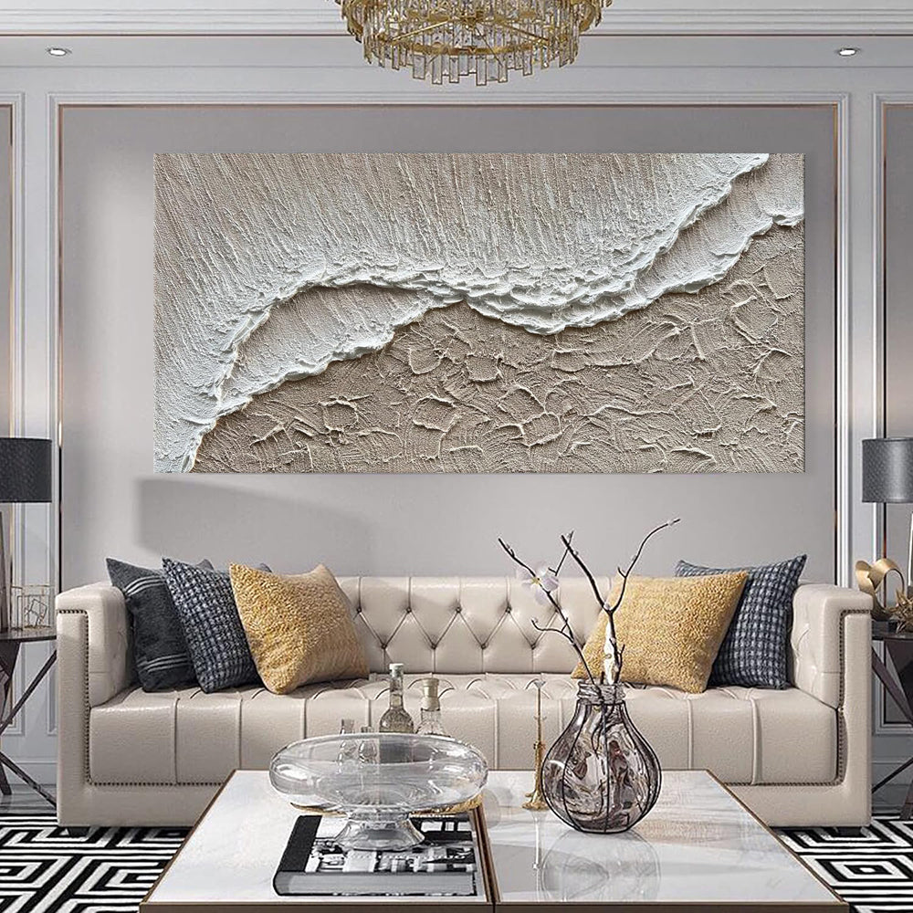 Modern 3D Textured Sea Wave Canvas Art – Hand-Painted Abstract Ocean Landscape