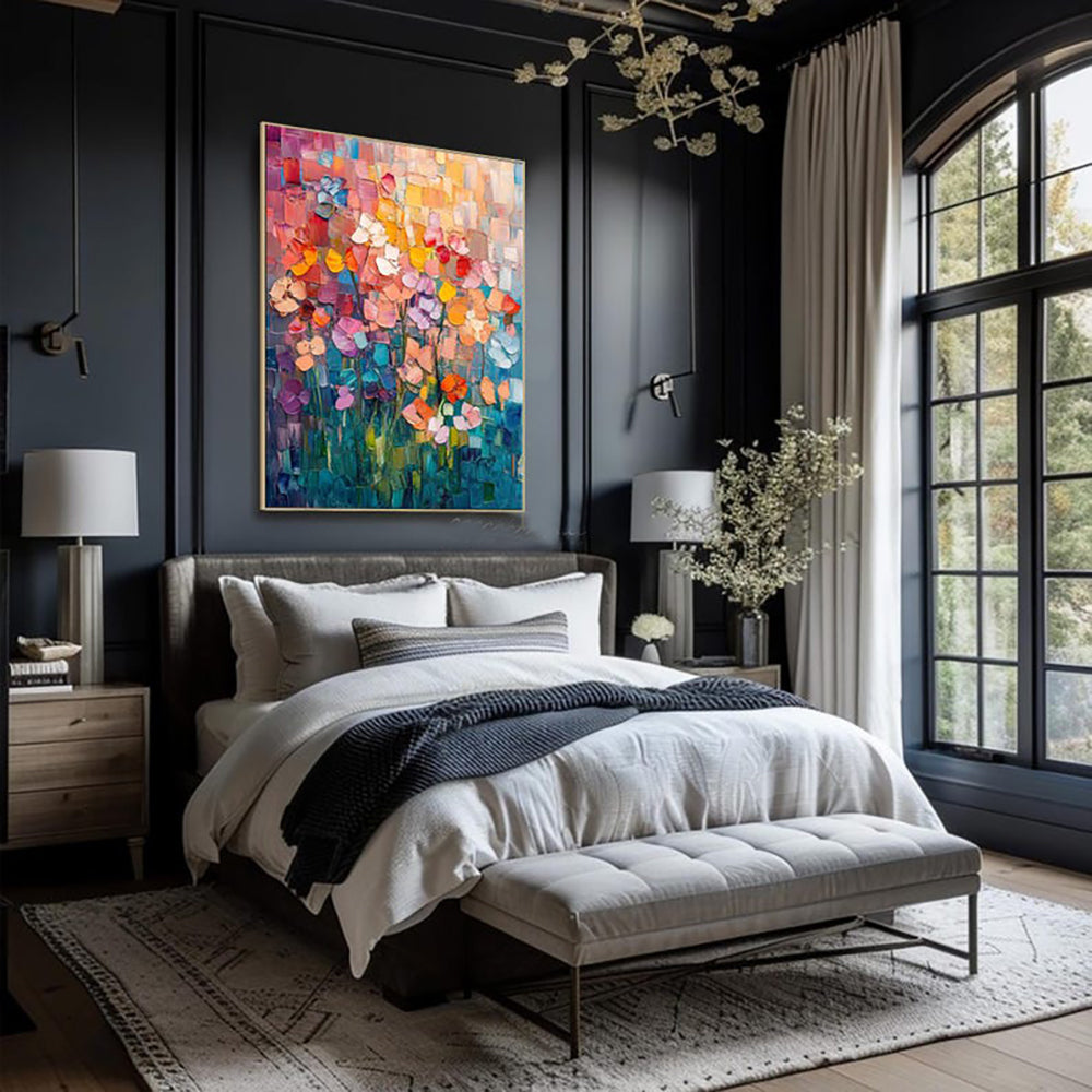 Modern Abstract Tulip Flower Oil Painting – Hand-Painted 3D Textured Canvas Wall Art