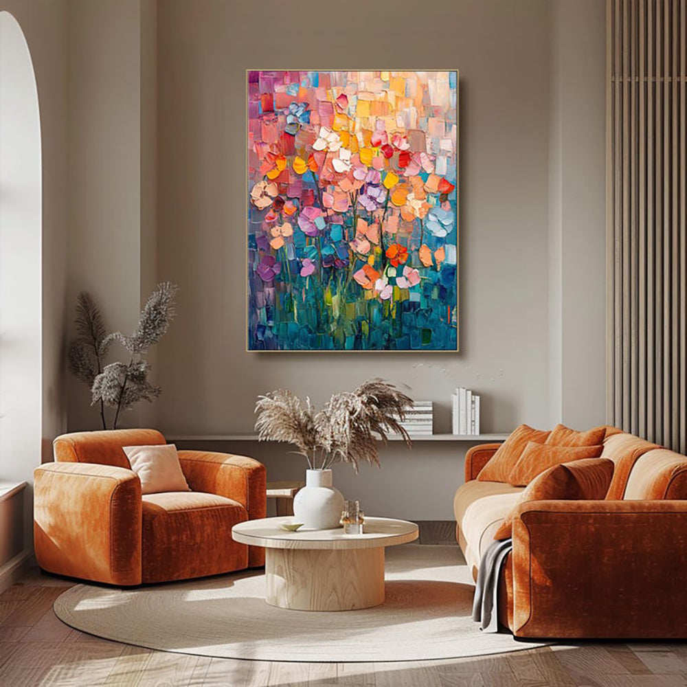 Modern Abstract Tulip Flower Oil Painting – Hand-Painted 3D Textured Canvas Wall Art