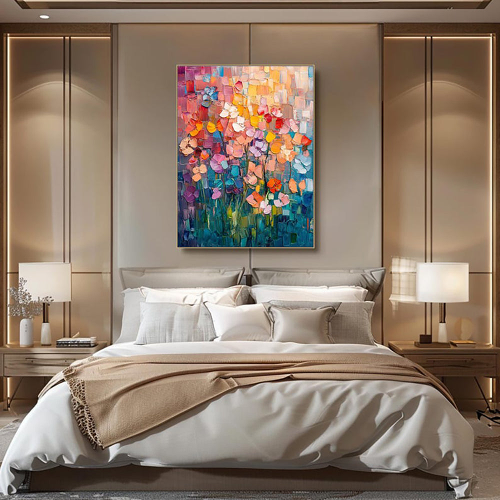 Modern Abstract Tulip Flower Oil Painting – Hand-Painted 3D Textured Canvas Wall Art