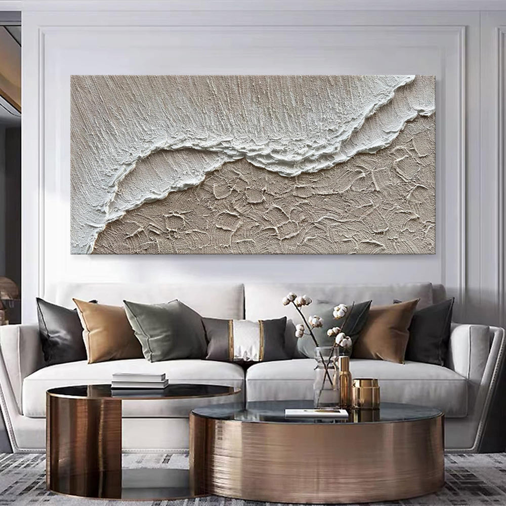 Modern 3D Textured Sea Wave Canvas Art – Hand-Painted Abstract Ocean Landscape