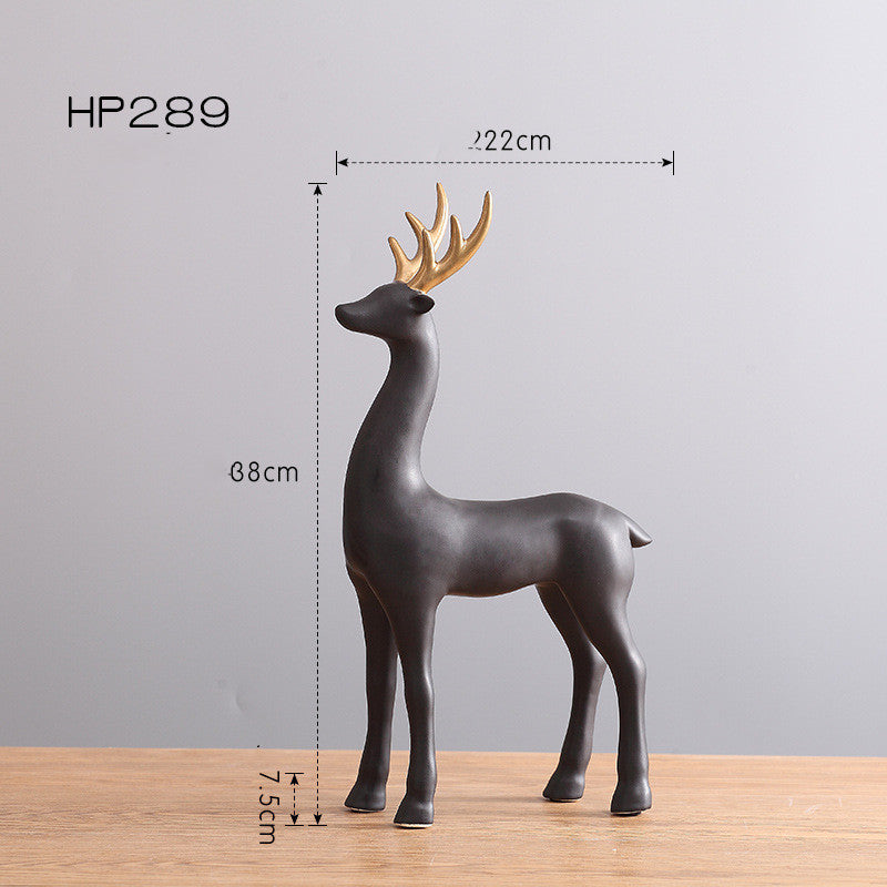 Nordic Style Ceramic Elk Statues – Elegant Reindeer Home Decor Figures for Modern Interiors