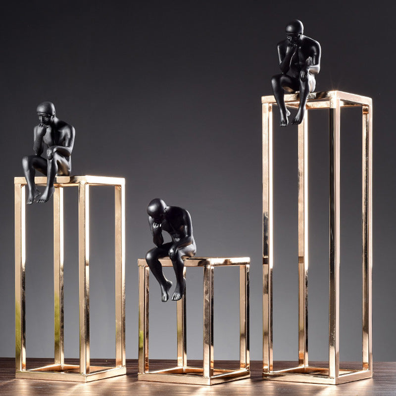 Modern Abstract "The Thinker" Sculpture – Creative Geometric Home & Office Decor Statue