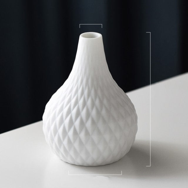 Nordic Style White Ceramic Vase Set – Modern Minimalist Decorative Flower Vases