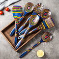 Premium 7-Piece Rainbow Wooden Utensil Set – Durable Eco-Friendly Cooking & Serving Spoons