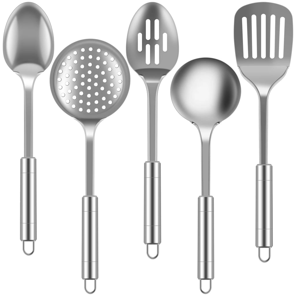 Premium 5-Piece Stainless Steel Kitchen Utensils Set – Heat-Resistant & Durable Cooking Tools