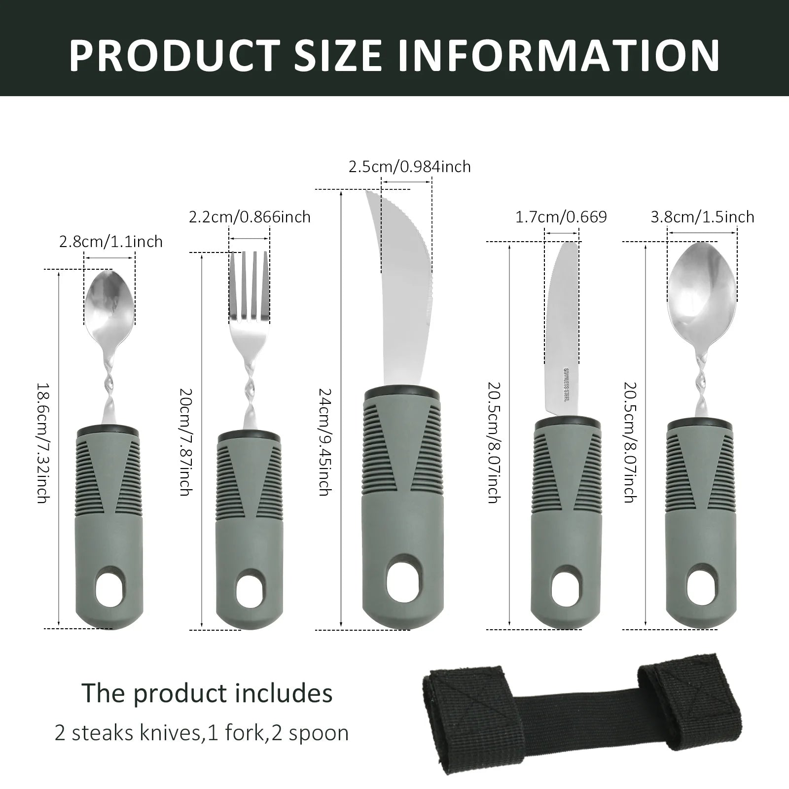 Adaptive Utensils Set Stainless Steel Bendable Cutlery Set for Hand Tremors Elderly, Arthritis,Parkinsons-Built Up Utensils