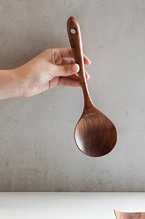 6Pcs Kitchenware Set Kitchen Tools Set Cooking Shovel Spoon Mixing Wooden Spoon Teak Wooden Shovel Storage Tableware