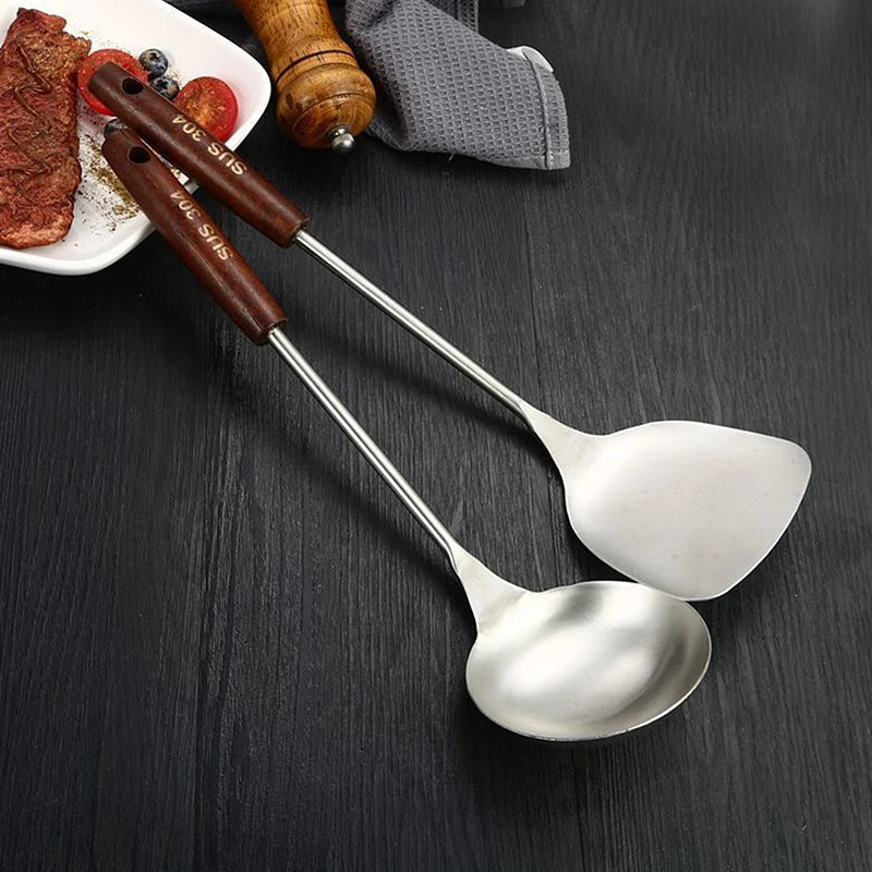 Kitchen Utensils Wok Spatula Iron And Ladle Tool Set Spatula