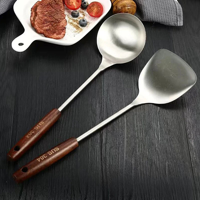 Kitchen Utensils Wok Spatula Iron And Ladle Tool Set Spatula