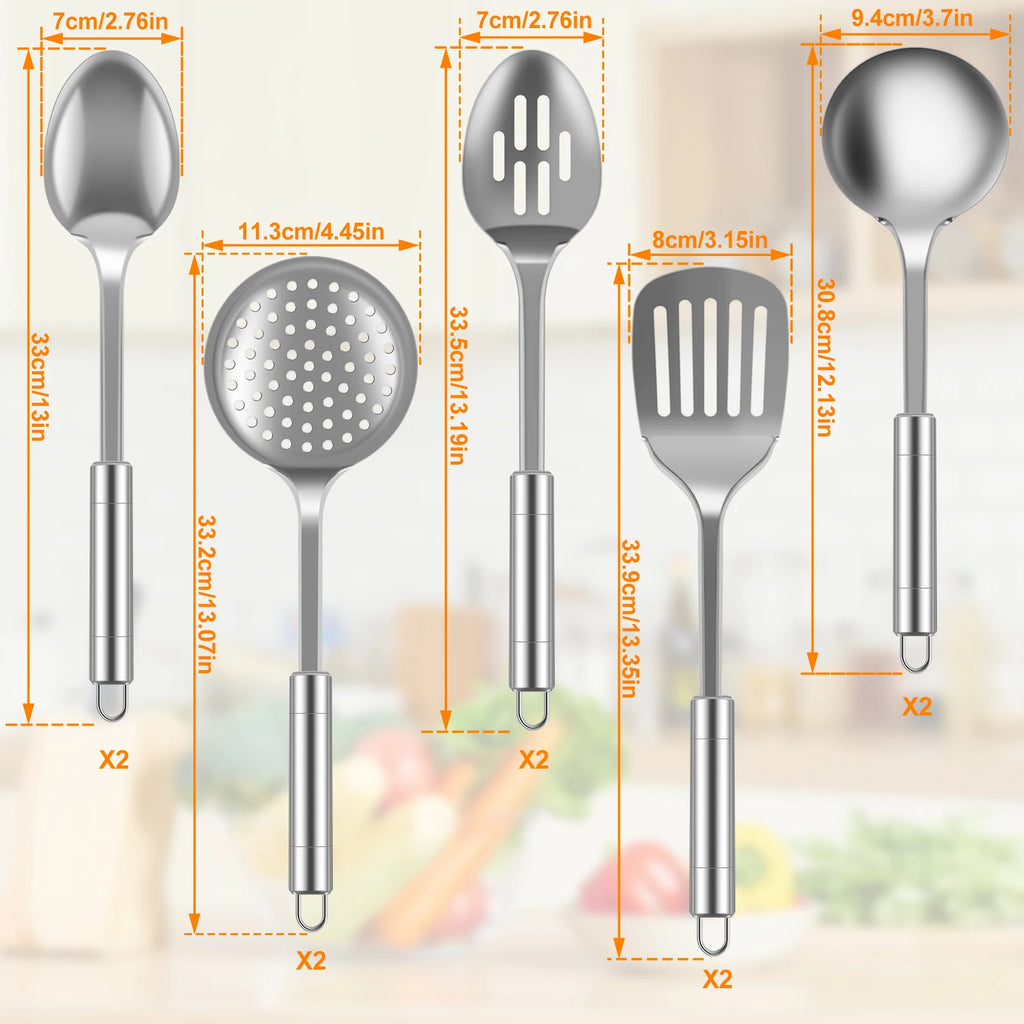 Premium Stainless Steel Kitchen Utensils Set – Durable Cooking Tools & Serving Spoons Kit
