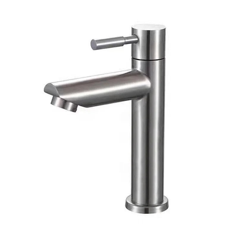 BAOKEMO Basin Faucet 1/2Inch 304 Stainless Steel Single Cold Water Tap Gold Black Silver Color Deck Mounted Basin Sink Faucet