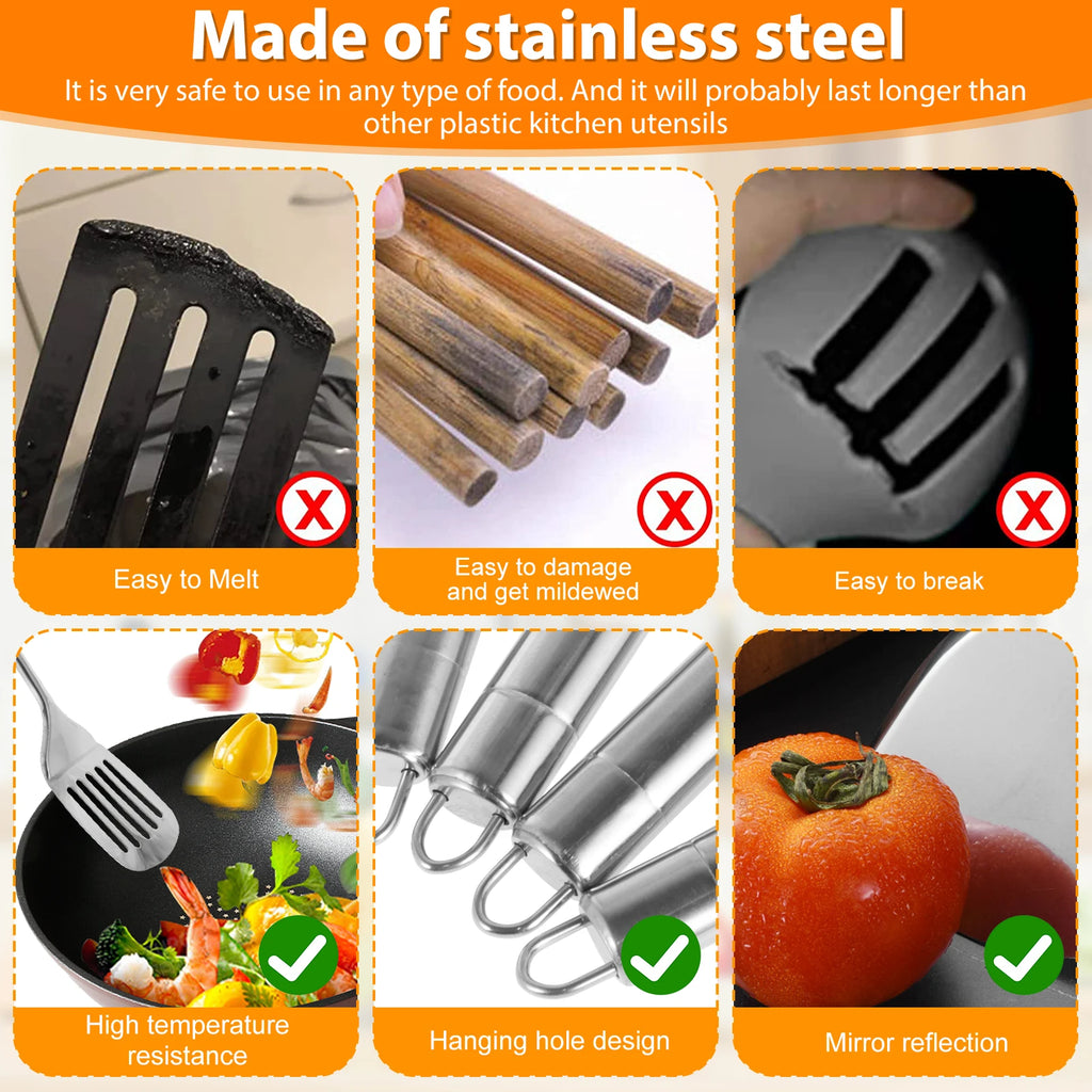 Premium 5-Piece Stainless Steel Kitchen Utensils Set – Heat-Resistant & Durable Cooking Tools