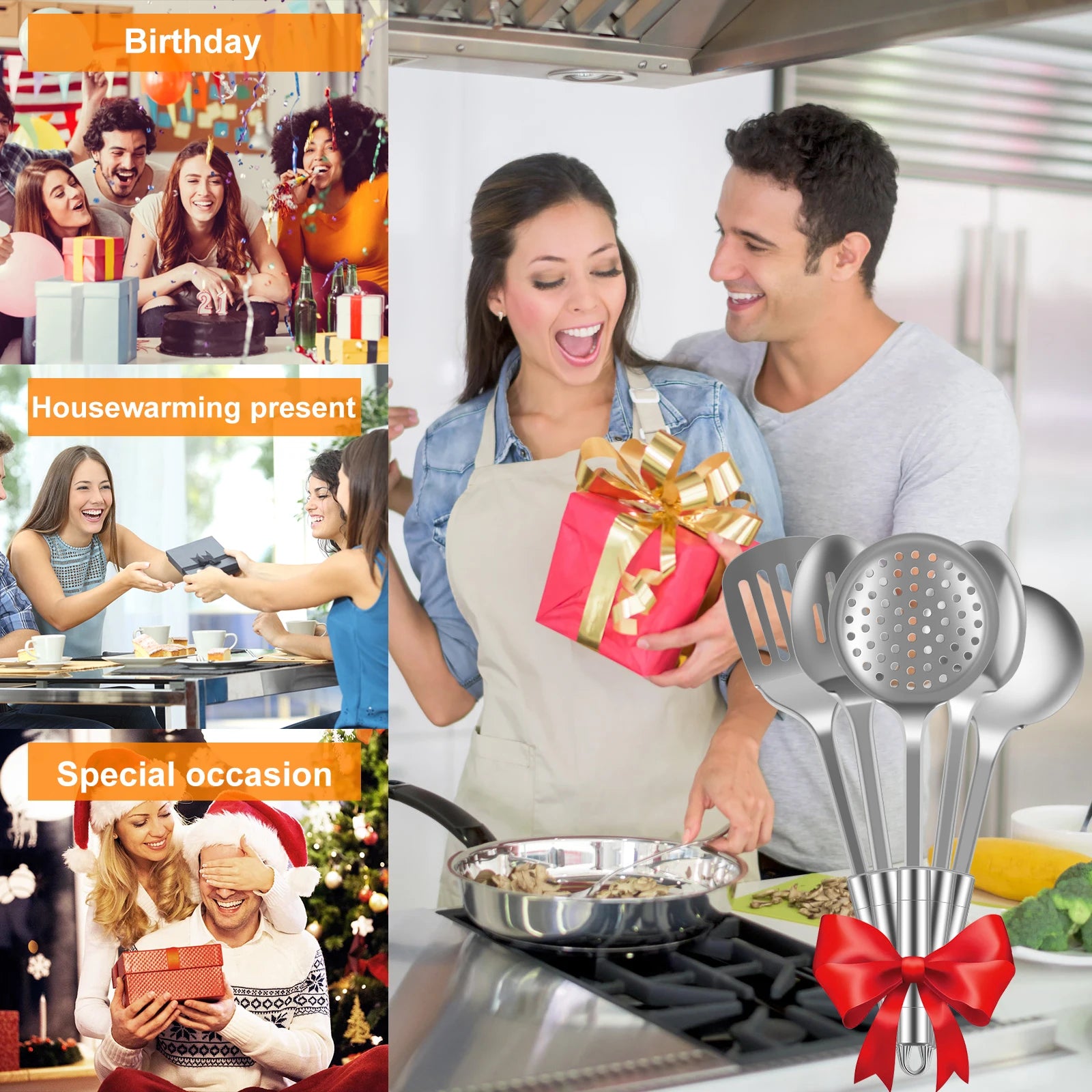 Premium Stainless Steel Kitchen Utensils Set – Durable Cooking Tools & Serving Spoons Kit