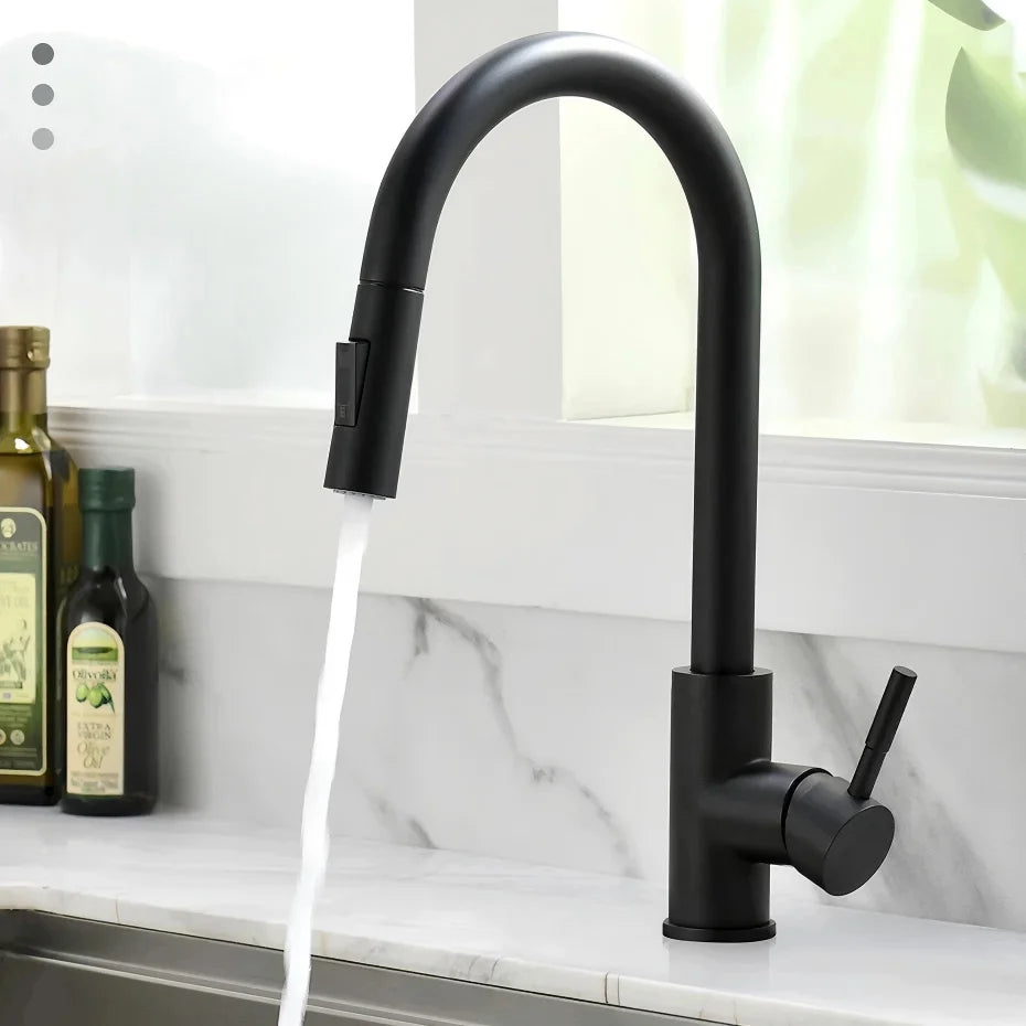 "Premium Stainless Steel Pull-out Kitchen Faucet".