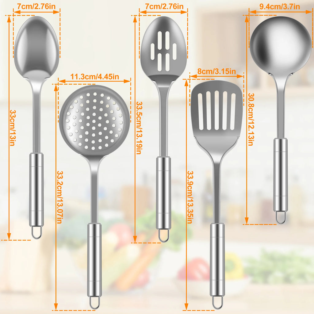 Premium 5-Piece Stainless Steel Kitchen Utensils Set – Heat-Resistant & Durable Cooking Tools