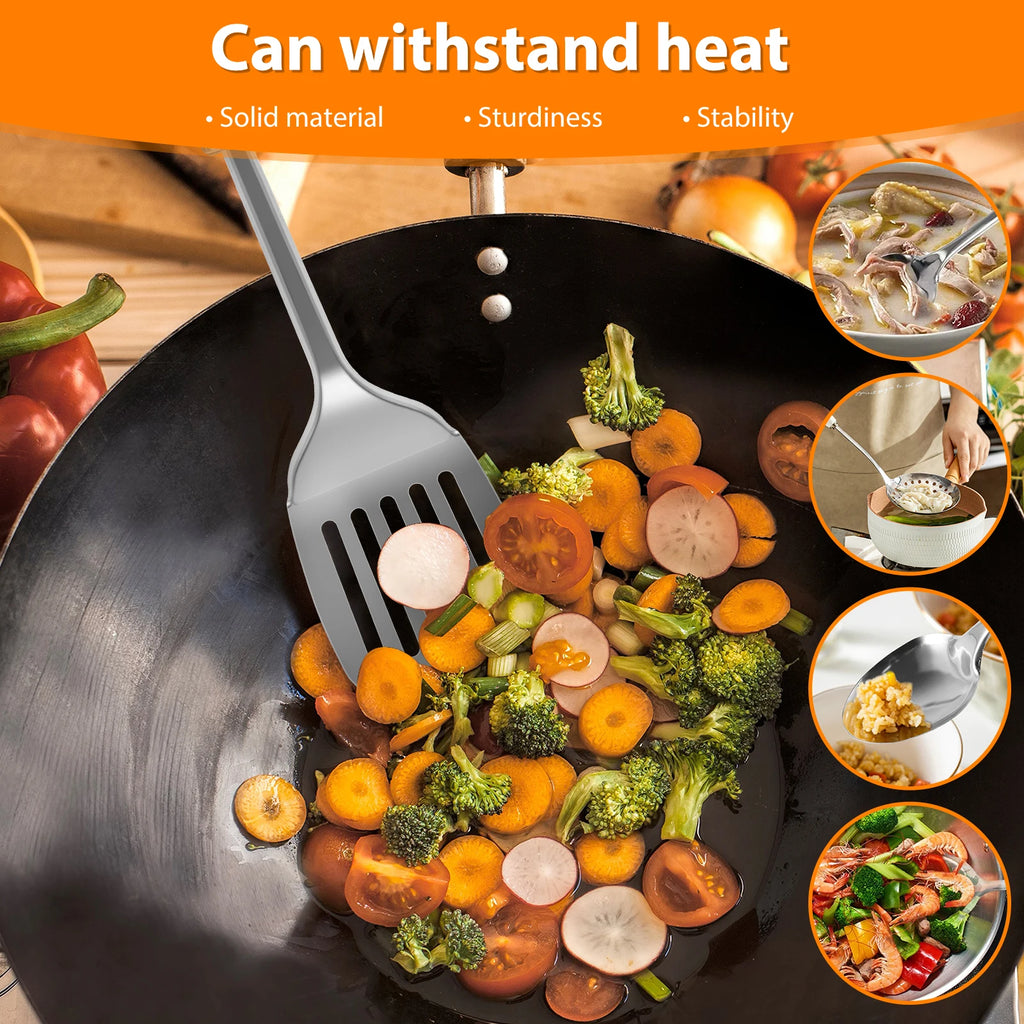 Premium Stainless Steel Kitchen Utensils Set – Durable Cooking Tools & Serving Spoons Kit