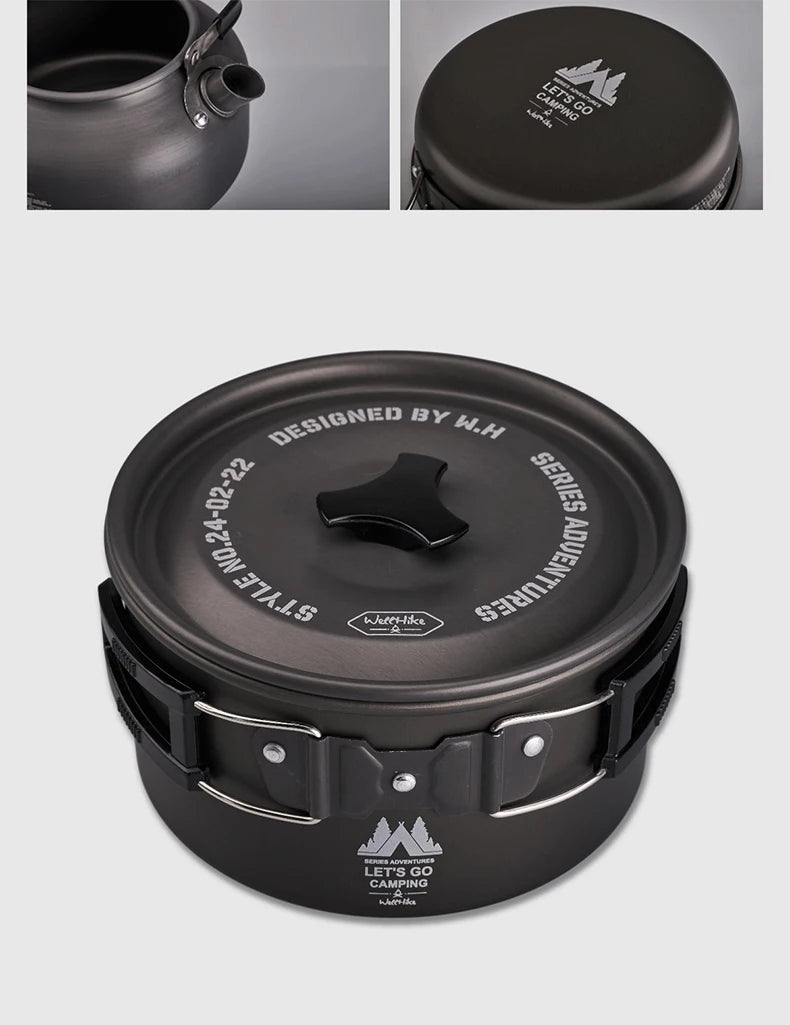 WELLHIKE Outdoor Camping Cooking Set Of Cookware Portable Camping Cookware Set Travel Utensils For 1-2 People Kettle Frying Pan