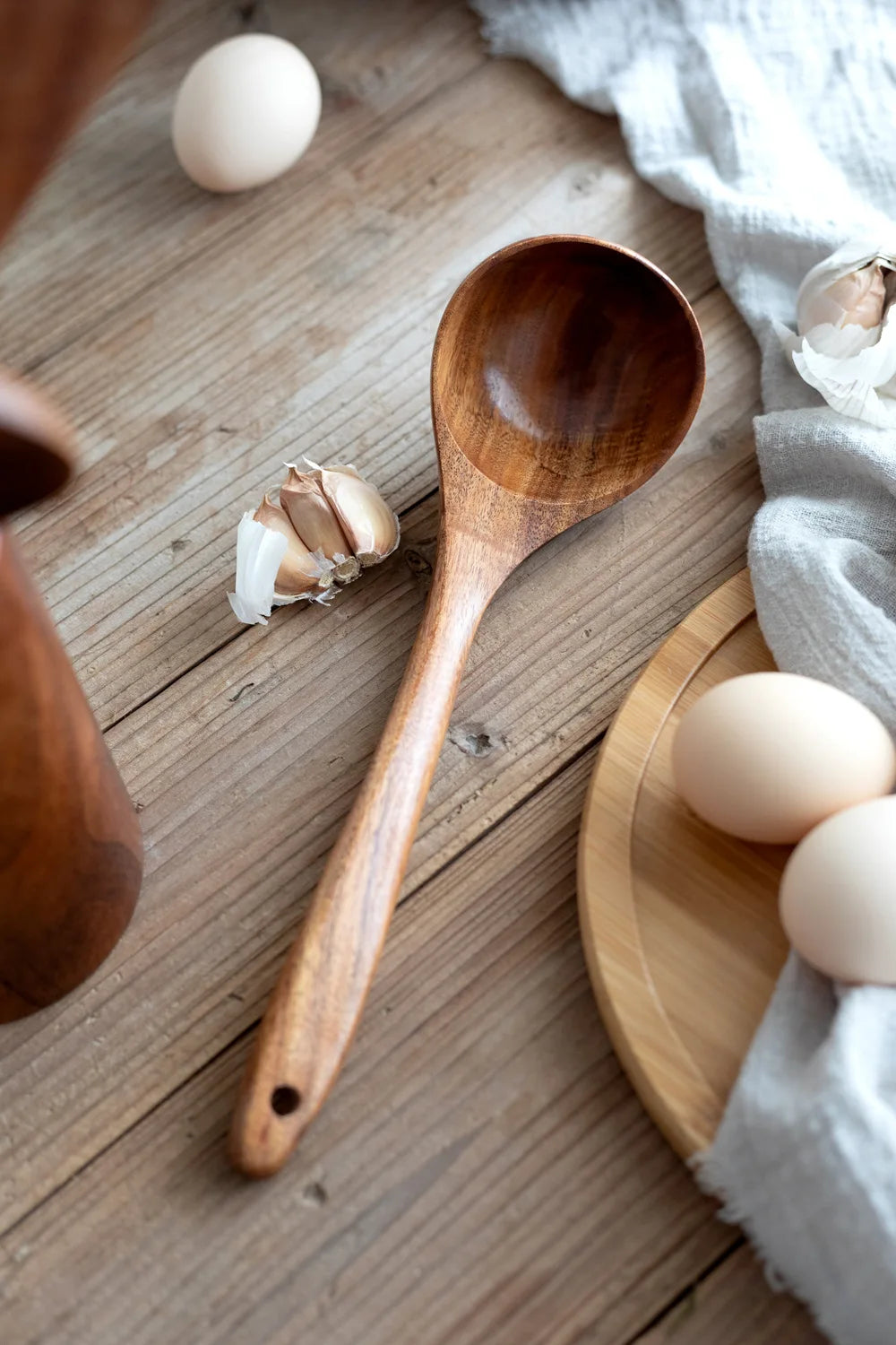 6Pcs Kitchenware Set Kitchen Tools Set Cooking Shovel Spoon Mixing Wooden Spoon Teak Wooden Shovel Storage Tableware