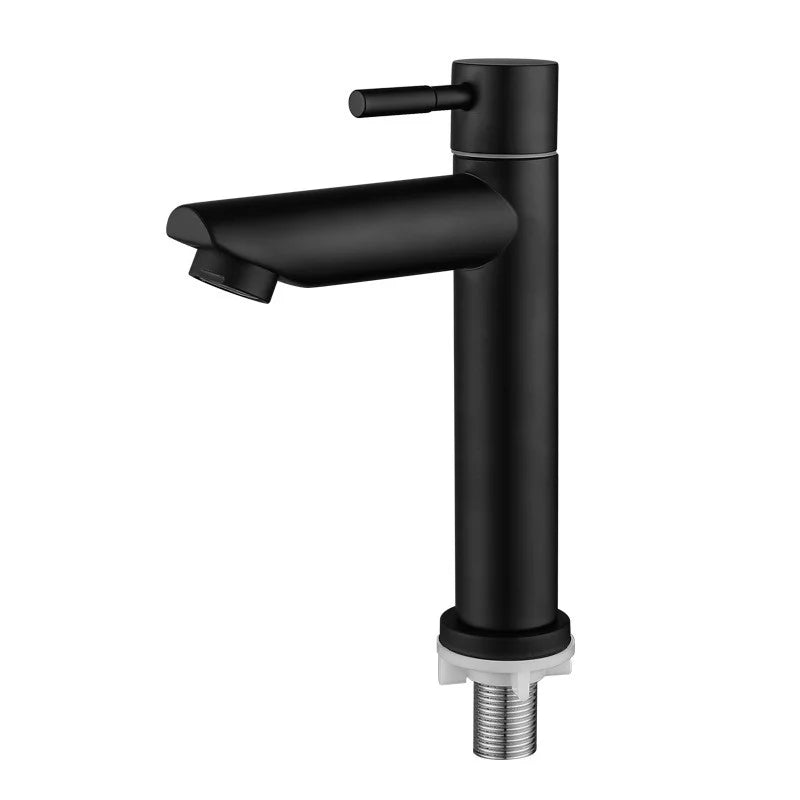 BAOKEMO Basin Faucet 1/2Inch 304 Stainless Steel Single Cold Water Tap Gold Black Silver Color Deck Mounted Basin Sink Faucet