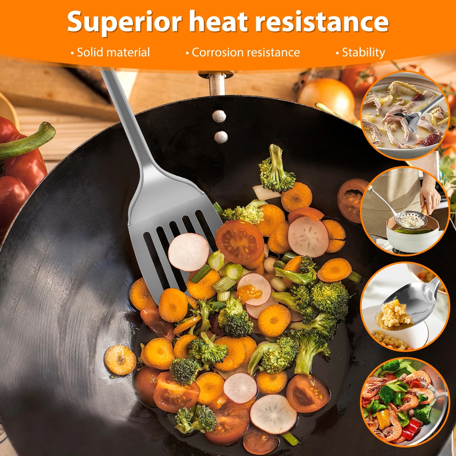 Premium 5-Piece Stainless Steel Kitchen Utensils Set – Heat-Resistant & Durable Cooking Tools