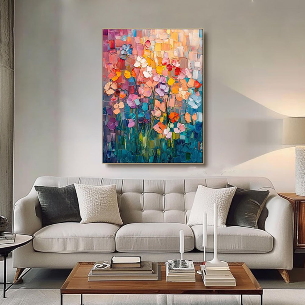 Modern Abstract Tulip Flower Oil Painting – Hand-Painted 3D Textured Canvas Wall Art