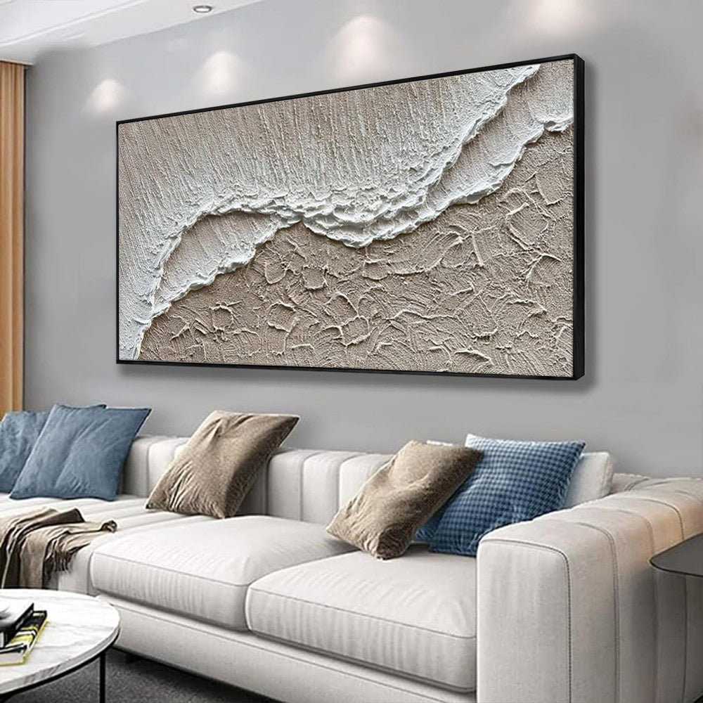 Modern 3D Textured Sea Wave Canvas Art – Hand-Painted Abstract Ocean Landscape