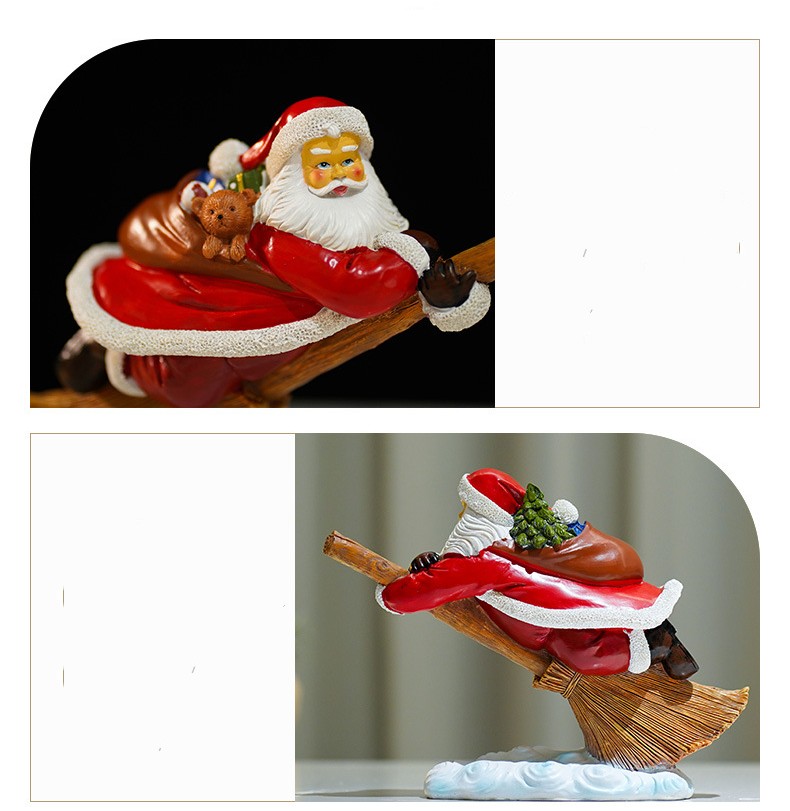 Premium Resin Santa Claus Figurine – Handcrafted Christmas Holiday Home Decor Ornament