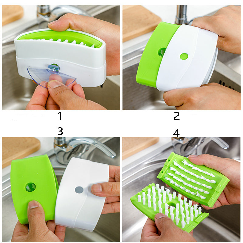 3-in-1 Suction Cup Kitchen Cleaning Brush – Perfect for Fruit, Vegetables & Cutlery
