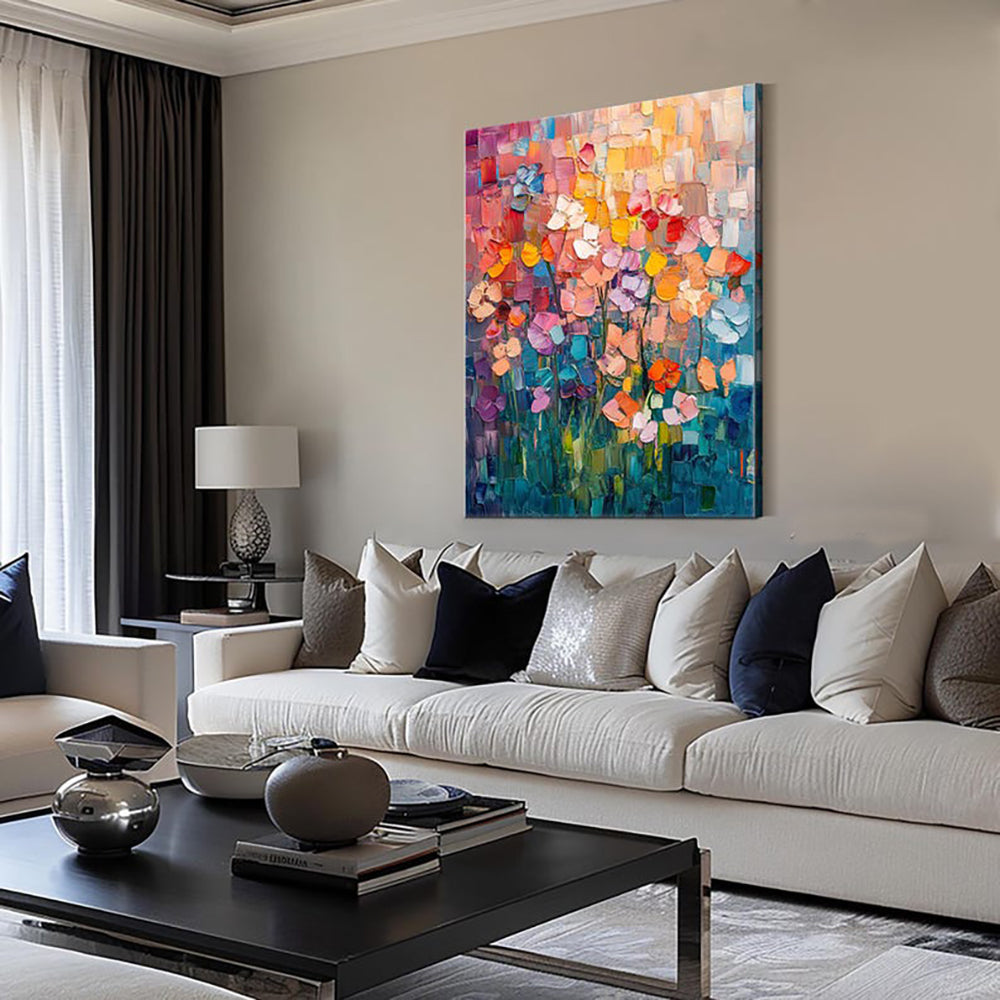Modern Abstract Tulip Flower Oil Painting – Hand-Painted 3D Textured Canvas Wall Art