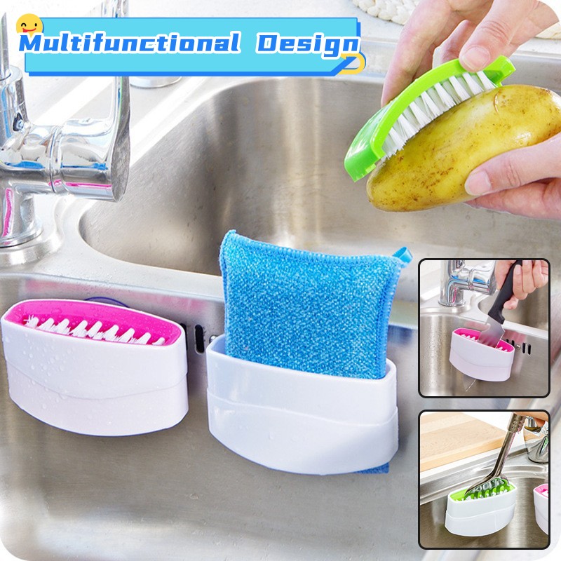 3-in-1 Suction Cup Kitchen Cleaning Brush – Perfect for Fruit, Vegetables & Cutlery